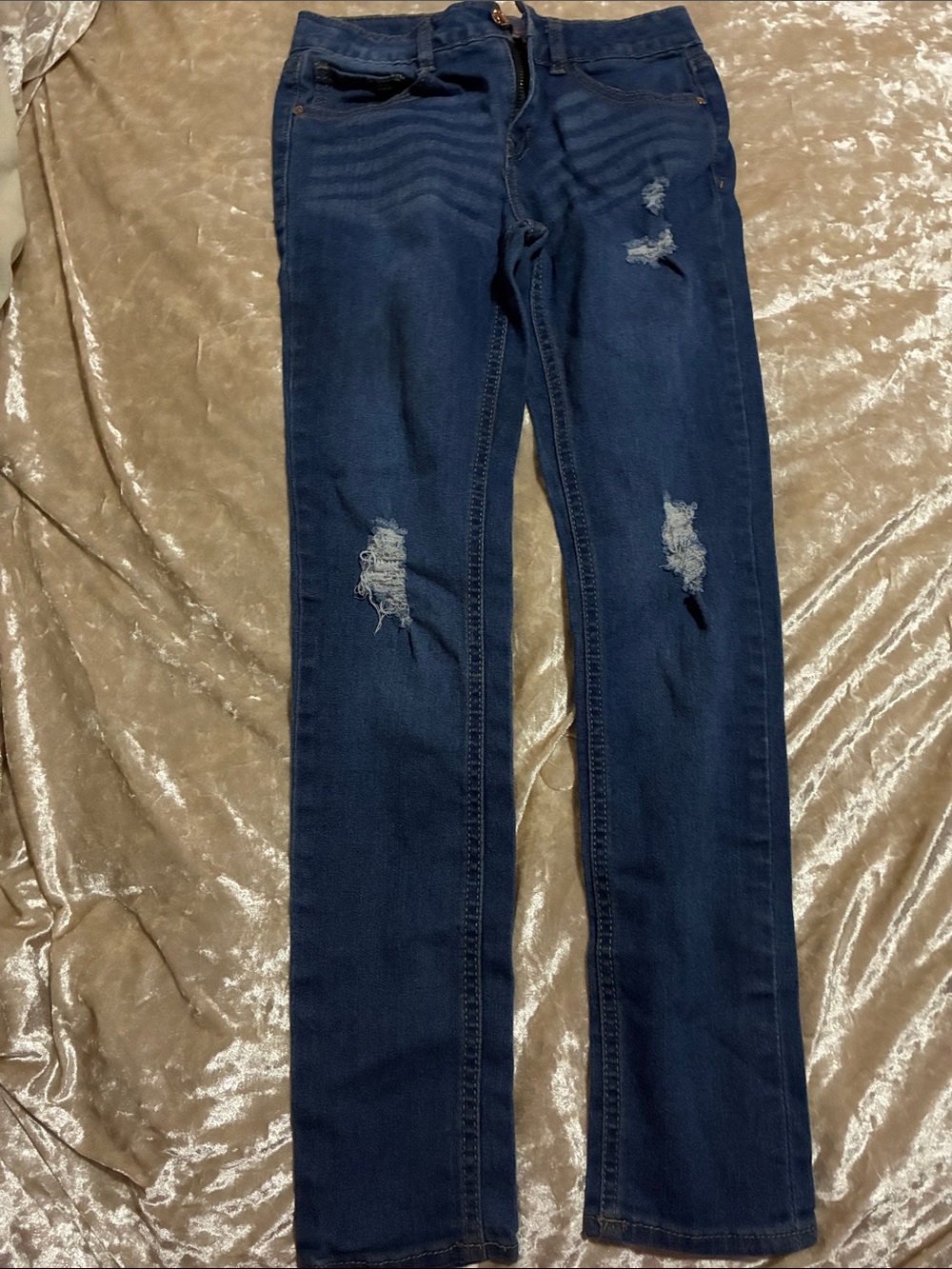Vigoss Girls 12 Dark Blue Distressed Skinny Jeans